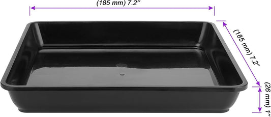 JOIKIT 15 PCS 7 x 7 Inch Square Plant Saucer, Plastic Plant Saucer Drip Tray, Square Flower Pot Tray for Indoors and Outdoor Plant Pots, 1 Inch Deep, Black