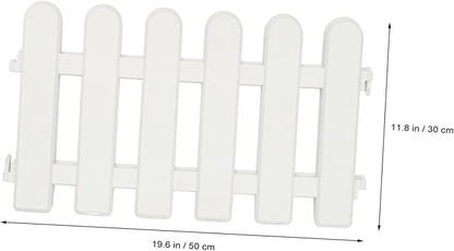 2pcs White Garden Decorative Fence with Ground Plugs Weather-Resistant Courtyard Picket Fence for Kindergarten Christmas Tree Decoration Outdoor Landscape Border