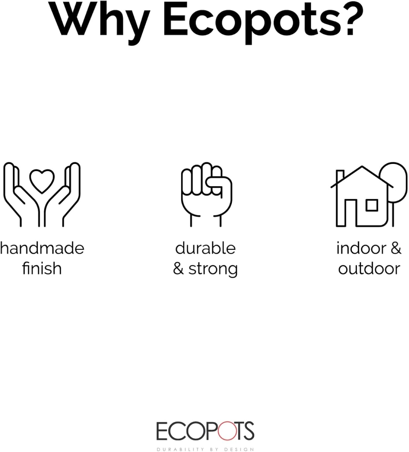 Ecopots Rotterdam Durable Modern Square Indoor/Outdoor Recycled-Based Composite Flower Planter, Pure White, 15.75"