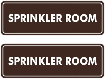 Signs ByLITA Standard Sprinkler Room Sign (Dark Brown) - Small 2 Pack
