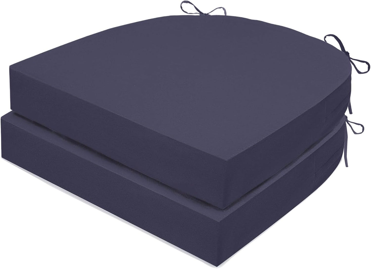 Outdoor Chair Cushions Set of 2, Waterproof Foam Patio Seat Cushions with Ties for Garden Sofa & Dining Furniture, 3-Year Color Fastness, 16x17x2 Inch, Grey