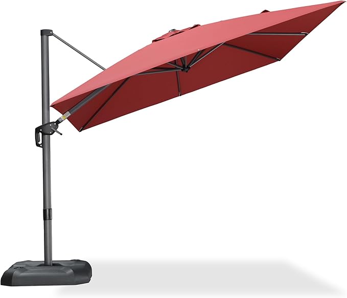 PURPLE LEAF 9 Feet Patio Umbrella Outdoor Cantilever Square Umbrella Aluminum Offset Umbrella with 360-degree Rotation for Garden Deck Pool Patio Terra