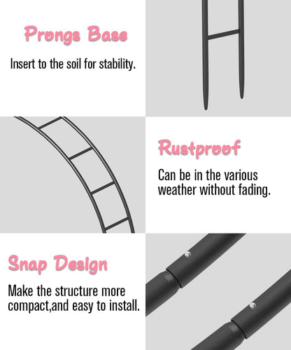 Queension Metal Arch Backdrop Stand 7Ft Wide 7.7Ft High, Wedding Arch Frame for Wedding Decorations, Balloon Arch Stand with Base for Ceremony, Outdoor Garden Arch Trellis for Climbing Plants, Black