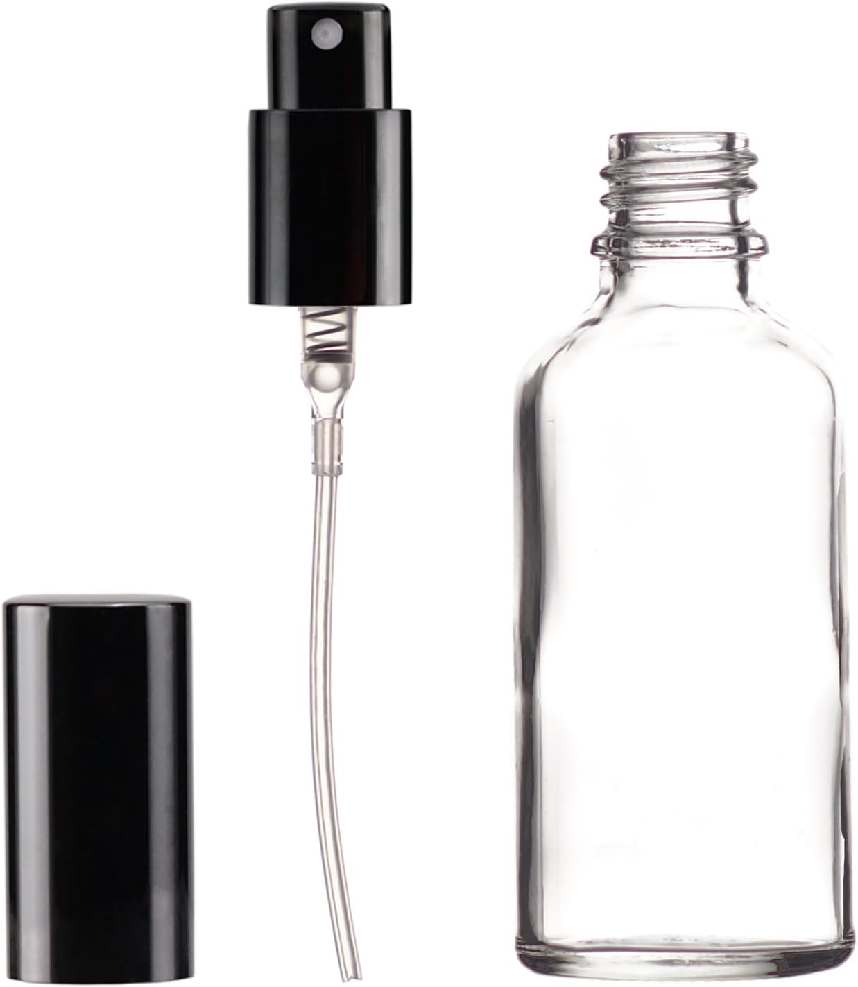 YIZHAO Clear Glass Spray Bottles 2oz, with Small Fine Mist Spray, Metal Cap, Refillable for Essential Oil,Travel,Cleaning,Perfume,Aromatherapy,Makeup – 12 Pcs