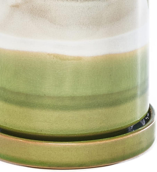 CHIVE ‘Minute’ Ceramic Planter Pot — Cute 5” Colorful Succulent Pots for Indoor & Outdoor House Plants — Beautiful Modern Farmhouse Kitchen Decor — Green Layers