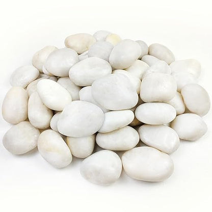 20lbs Large River Rocks for Landscaping, 3-4" White Pebbles for Garden Design, Hand-Picked Smooth Stones for Fish Tank, Flower Pots, Indoor Water Fountains, Pathways, Backyard