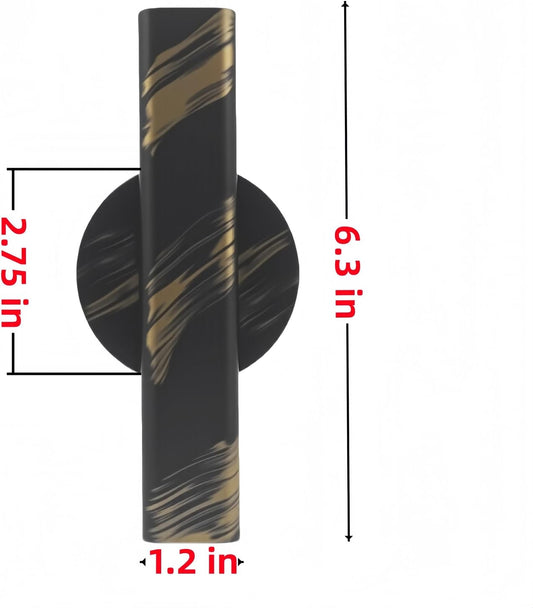 Self Adhesive Wall Vase Metal Tube Decoration Holder Used to Display Dried Flower, Faux Flowers, Fake Flowers, Also Suitable for Cemetery Memorial Decoration (1 Pcs Black and Gold Stripe)