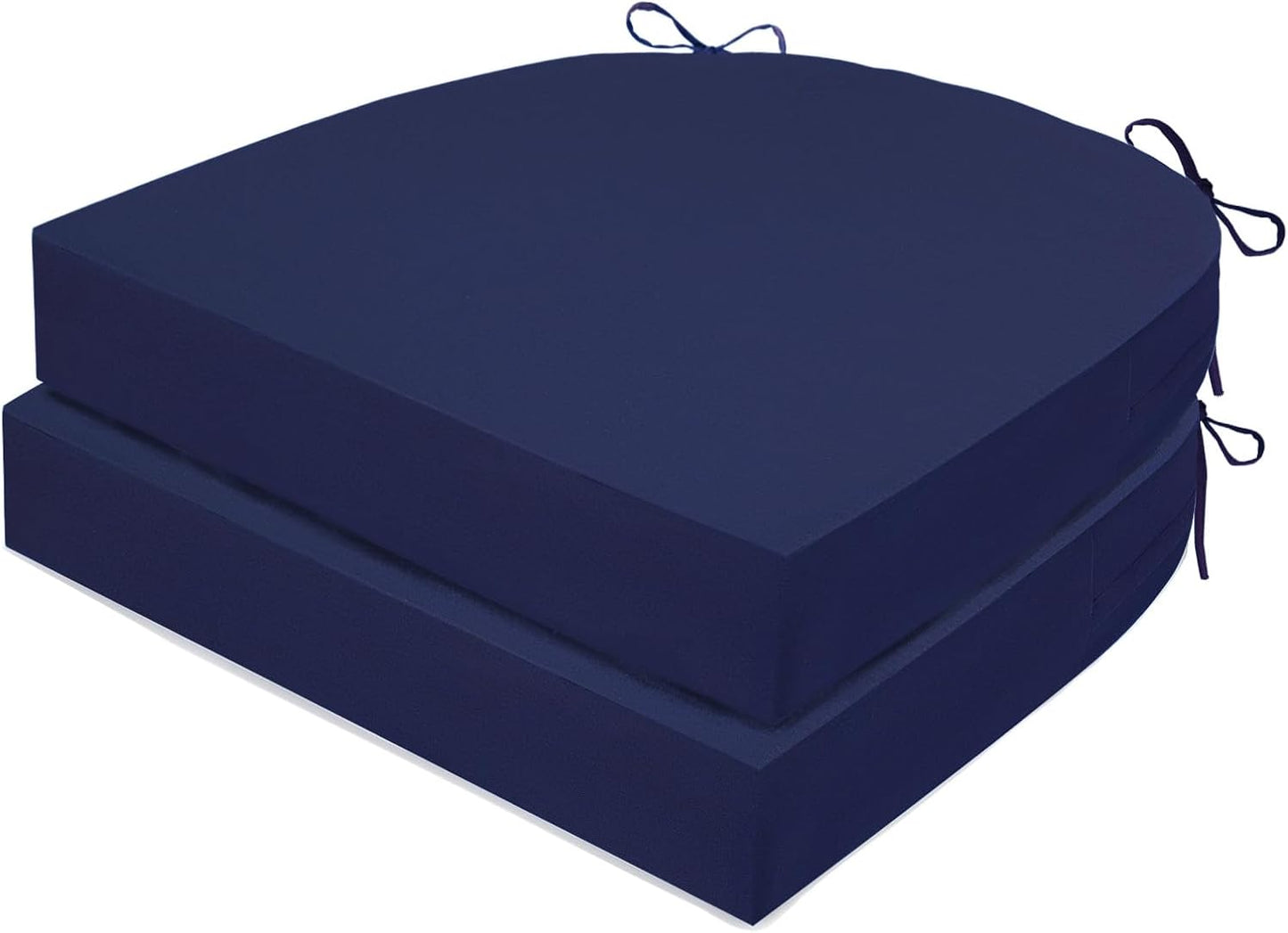 Outdoor Chair Cushions Set of 2, Waterproof Foam Patio Seat Cushions with Ties for Garden Sofa & Dining Furniture, 3-Year Color Fastness, 16x17x2 Inch, Blue