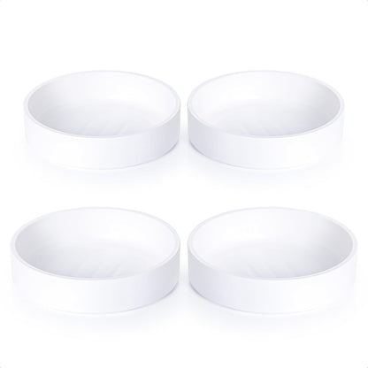 Phoenix Vine 6 Inch Plastic Plant Saucer Water Drip Tray, Heavy Sturdy Round Plant Drainage Tray for Indoors Outdoor, Set of 4, Matte White, 21-TY-6W-4