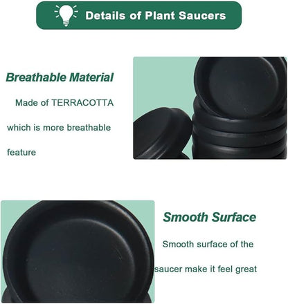 vensovo 2 Inch Black Terracotta Plant Saucer Pots Tray - 12 pcs Mini Planter Saucers for Indoor & Outdoor Plants, Small Clay Trays Perfect for 1 Inch 1.5Inch Flower Pot