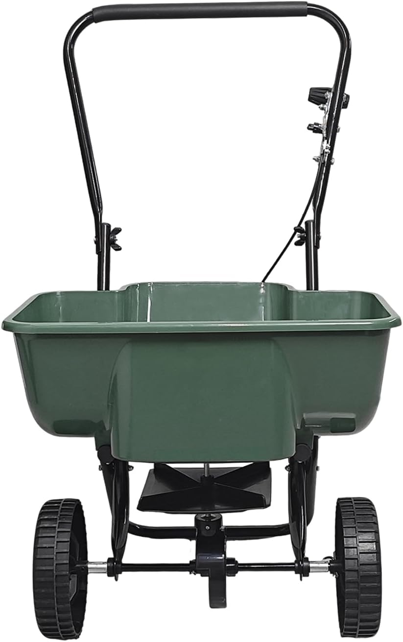 80LB Walk-Behind Broadcast Spreader for Seed,Fertilizer,Salt,Ice Melt, Fertilizer Spreader with Adjustable Drop Rate, Seed Spreaders for Lawns