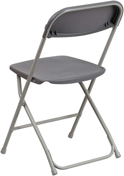 Flash Furniture Hercules Series Plastic Folding Chairs for Parties and Weddings, Stackable Commercial Event Seats, Set of 10, Gray