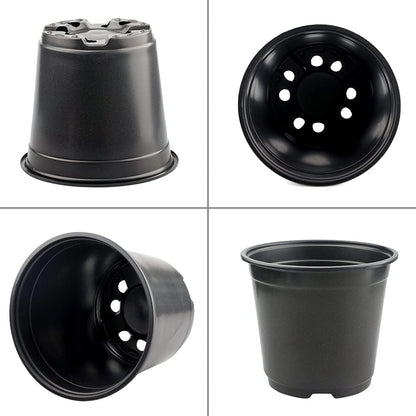 KINGLAKE 50 Pcs 6" Plastic Plants Nursery Seedlings Pots Flower Plant Container Seed Starting Pots Matte Black