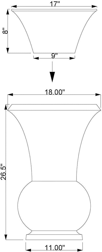 H Potter Tall Planter with Tray Large Outdoor Planters Decorative Copper Flower Pots Indoor Garden Urn Plants Herbs Porch Patio Hallway Entryway Home