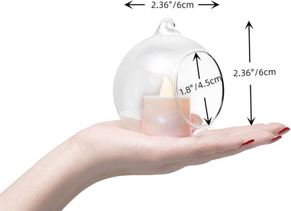 Hanging Glass Candle Holder, Globe Glass Tea Light Holder, Hanging Glass Vase, Flower Plants Terrarium, Glass Orbs Container, Micro Landscape DIY for Home, Office, Wedding (2.36" 12Pcs)