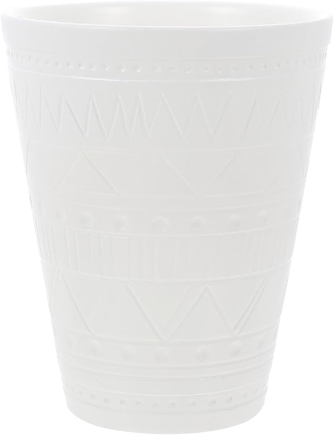 Ceramic Bonsai Planter with Geometric Pattern Indoor Plant Pot for Balcony Round Nursery Pot with Drainage White Glossy Flower Container for Office and Decor