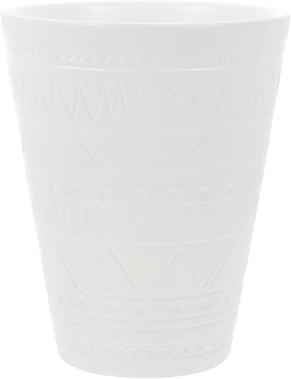 Ceramic Bonsai Planter with Geometric Pattern Indoor Plant Pot for Balcony Round Nursery Pot with Drainage White Glossy Flower Container for Office and Decor