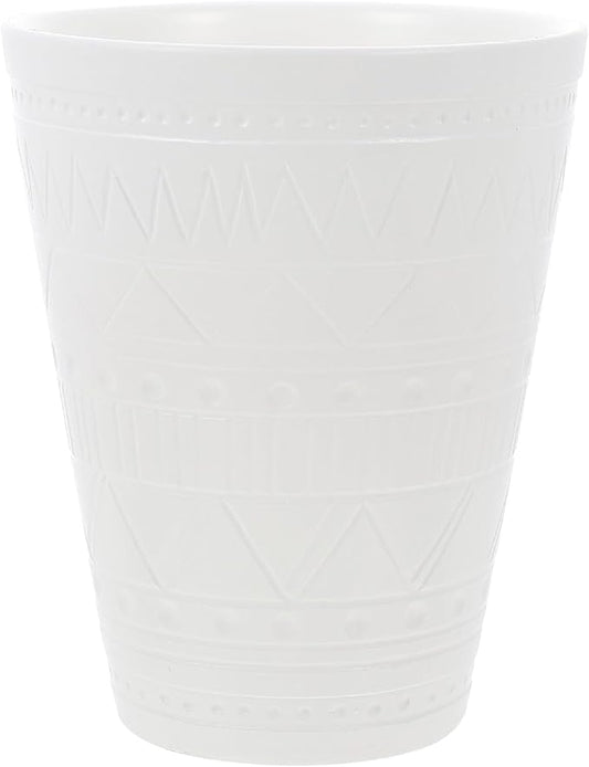 Ceramic Bonsai Planter with Geometric Pattern Indoor Plant Pot for Balcony Round Nursery Pot with Drainage White Glossy Flower Container for Office and Decor