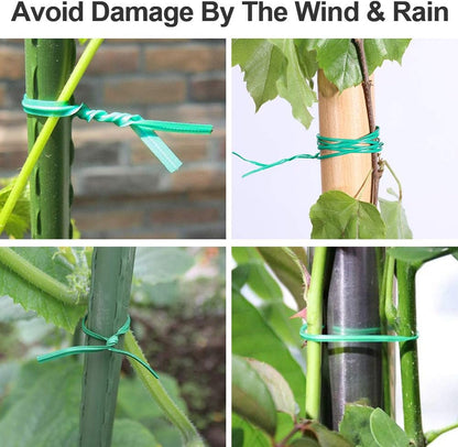 (2 Reels) Garden Wire, Twist Ties Heavy Duty with Cutter 328 Ft Multi-Function Green Coated Tape to Support Plant Tie Up Bags for Home Office (328 Feet / 100 m)