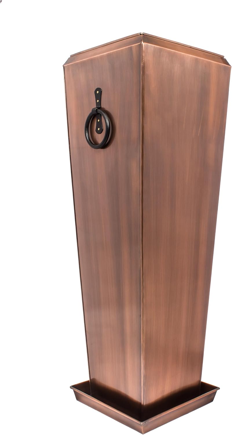 H Potter Tall Outdoor Planters Copper Large Flower Pots Indoor for Patio Balcony Garden Deck Front Porch Entryway with Tray (Antique Copper Single Large W/Tray)