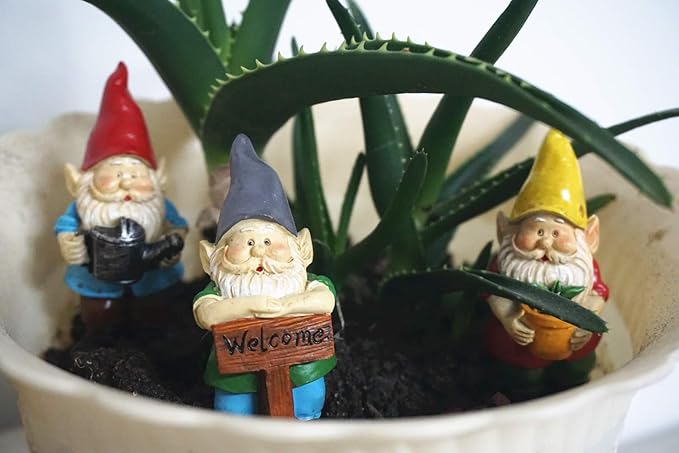 MUAMAX Miniature Gnome Figurines Fairy Gardens Gnomes Accessories Gift for Garden Little Gnomes Small Gnome 3''