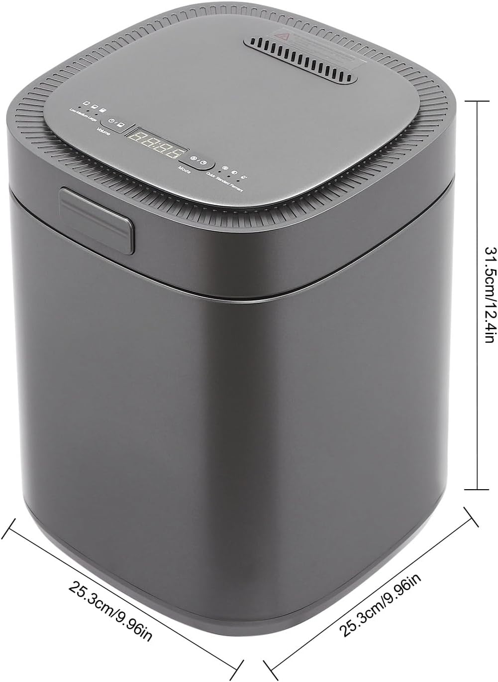 Electric Food Composter 2.5L / 0.66 Gal Indoor/Outdoor Odorless Quiet Smart Compost Bin Kitchen Countertop Composting Machine Quick/Standard/Ferment Working Modes(Black)