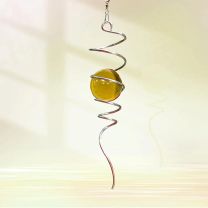 Gazing Ball Spiral Tail with Gold Glass Orb - Wind Spinners Stabilizer for Wind Spinner, Decorative Hanging Decoration Decor for Garden Yard Patio Indoor Outdoor Creative Gift 13" Height