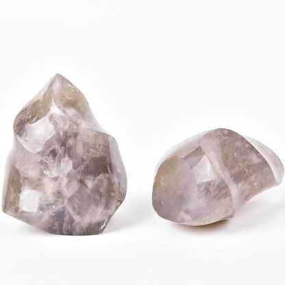 AMOYSTONE Blue Pink Quartz Flame Shaped Stone Towers Large Healing Crystal Quartz Home Decor 1.0LBS