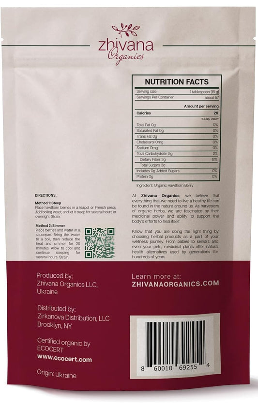 Hawthorn Berry Tea Organic (32oz.) - Hawthorne Berries for Herbal Tea, Tinctures, Recipes - Wild Crop - European Origin
