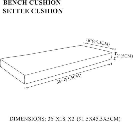 Memory Foam Chair Pads Non-Slip Rubber Back Indoor Settee Cushion 36 inch (Beige)