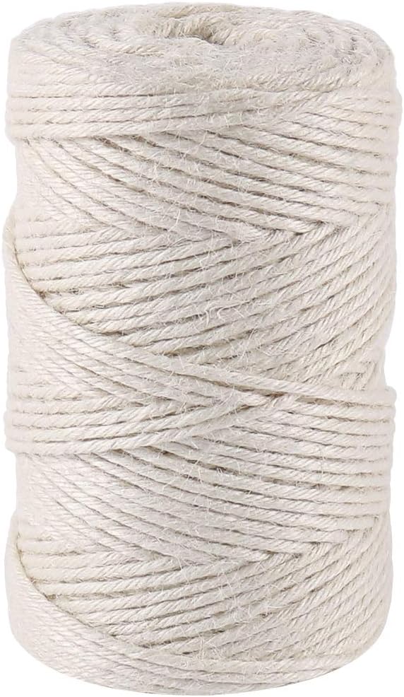 Tenn Well 3mm Jute Twine, 328 Feet Thick Twine String for Crafting, Gift Wrapping, Gardening, Packing and DIY Projects (Creamy)