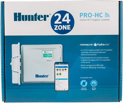 Hunter Hydrawise Pro-HC 24-Station WiFi Smart Sprinkler Controller, Outdoor Irrigation Timer, Weather-Based Watering System, Flow Sensor Ready