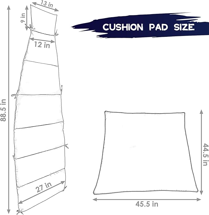 Outdoor Swing Chaise Lounge Replacement Cushion and Canopy,for Patio Furniture Hanging Hammock Chair Pad, Sun Resistant Breathable Waterproof
