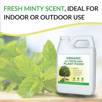 Organic All-Purpose Liquid Plant Food - Use on All Outdoor Plants: Flower Beds, Vegetable Gardens, Container Gardening | Concentrated Liquid Fertilizer Alternative (32oz, 2 Pack, Mixes to 64 Gallons)