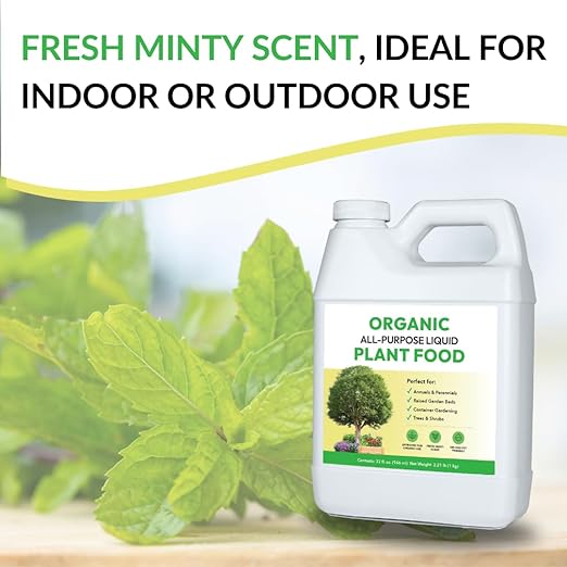 Organic All-Purpose Liquid Plant Food - Use on All Outdoor Plants: Flower Beds, Vegetable Gardens, Container Gardening | Concentrated Liquid Fertilizer Alternative (32oz, Mixes to 32 Gallons)