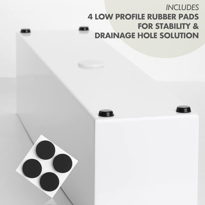 DR&Co Modern White Rectangle Planter Box, 16" Metal Planter Perfect for Succulent, Narrow Box for Table or Window Sill, Rectangular Stainless Steel Long