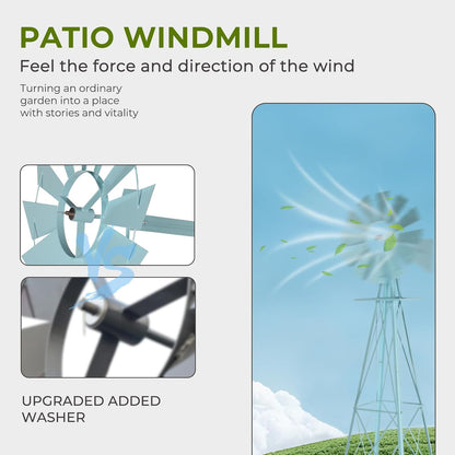 Outvita 8FT Ornamental Windmill for Yard, Heavy Duty Durable Metal Weather Vane Garden Decoration Weather Resistant for Garden, Farm, Seaside