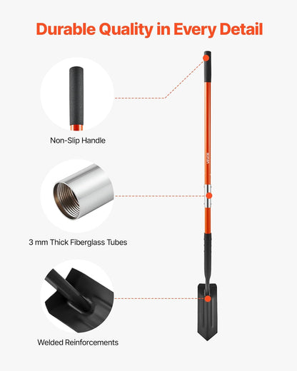 VEVOR Trench Shovel, 4 in Blade Heavy-Duty Trenching Shovel, Narrow Spade Trench Digger with Fiberglass Handle and Non-Slip Grip, for Gardening, Digging Holes, Trenching, and Planting, 56 in Long