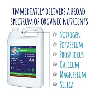 FOOP Garden Pump Bundle - Organic Liquid Plant Food Made from Fish Manure (with Fresh Minty Scent) | Perfect for Veggies, Herbs, Flowers, Trees, Shrubs | Kid & Pet Friendly (1 Gallon + Pump)