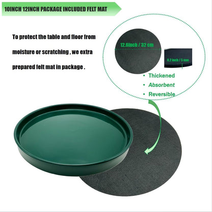 Ceramic Plant Saucer Pot Tray 12 Inch, Planter Saucers 4 5 6 7 8 9 10 11 12 13 Inch for Indoors Outdoor, Durable Sturdy Flower Drainage drip Water Tray for Glazed Pots Base (12.7 Inch-Green)