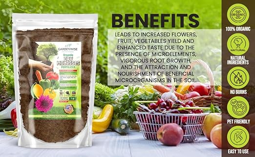 Organic Molasses for Plants - Horticultural Molasses - Ideal for Traditional & Hydroponic Gardening, for Indoor & Outdoor Plants (1/2 Quart)