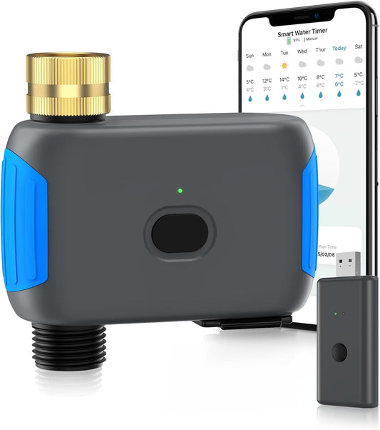 WiFi Sprinkler Timer, Smart Bluetooth Hose Timer, Programmable Automatic Irrigation System with Remote APP, Compatible with Alexa Google, Watering for Outdoor Garden Yard Lawn, 1 Outlet