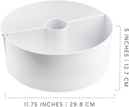 AuldHome Design Umbrella Planter for Patio Table w/Umbrella Hole (White), Enamelware Half-Circle Planter Pots