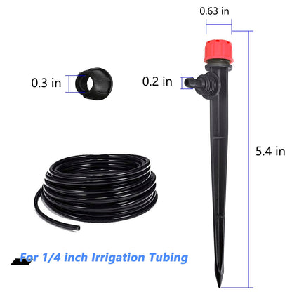 Drip Irrigation Emitters with Lock, Adjustable 360 Degree Water Flow Irrigation Drippers for 1/4" Drip Irrigation Tubing, Micro Spray Drip System Parts for Garden Irrigation System 100Pcs