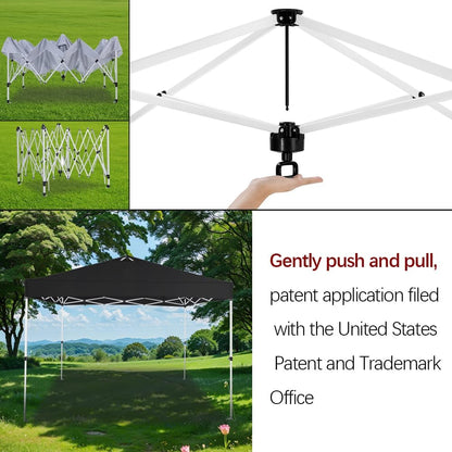 10x10 Pop Up Canopy,Event Tent – One-Person Setup, Waterproof & UV-Blocking, Heavy-Duty Steel Frame, Wheeled Bag & Sandbags – Outdoor Shade for Beach, Camping, Backyard, Tailgate (Black)