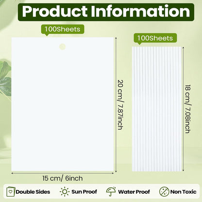 Qualirey 100 Pcs 6 x 8 Inch Sticky Traps for Plant Double Sided Sticky Trap for Gnats with Twist Ties Fly Traps for Fruit Insect Fungus Bugs Indoor Outdoor (White)