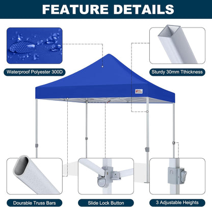 MASTERCANOPY Pop Up Canopy Tent Commercial Grade 10x10 Instant Shelter (Blue)