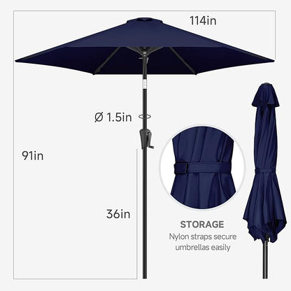 FLAME&SHADE 10ft Patio Umbrella - Outdoor Umbrella with 6 Sturdy Ribs, Push Button Tilt and Crank, UV Protection Table Market Umbrella for Pool, Porch，Garden, Deck, Backyard (Navy Blue)