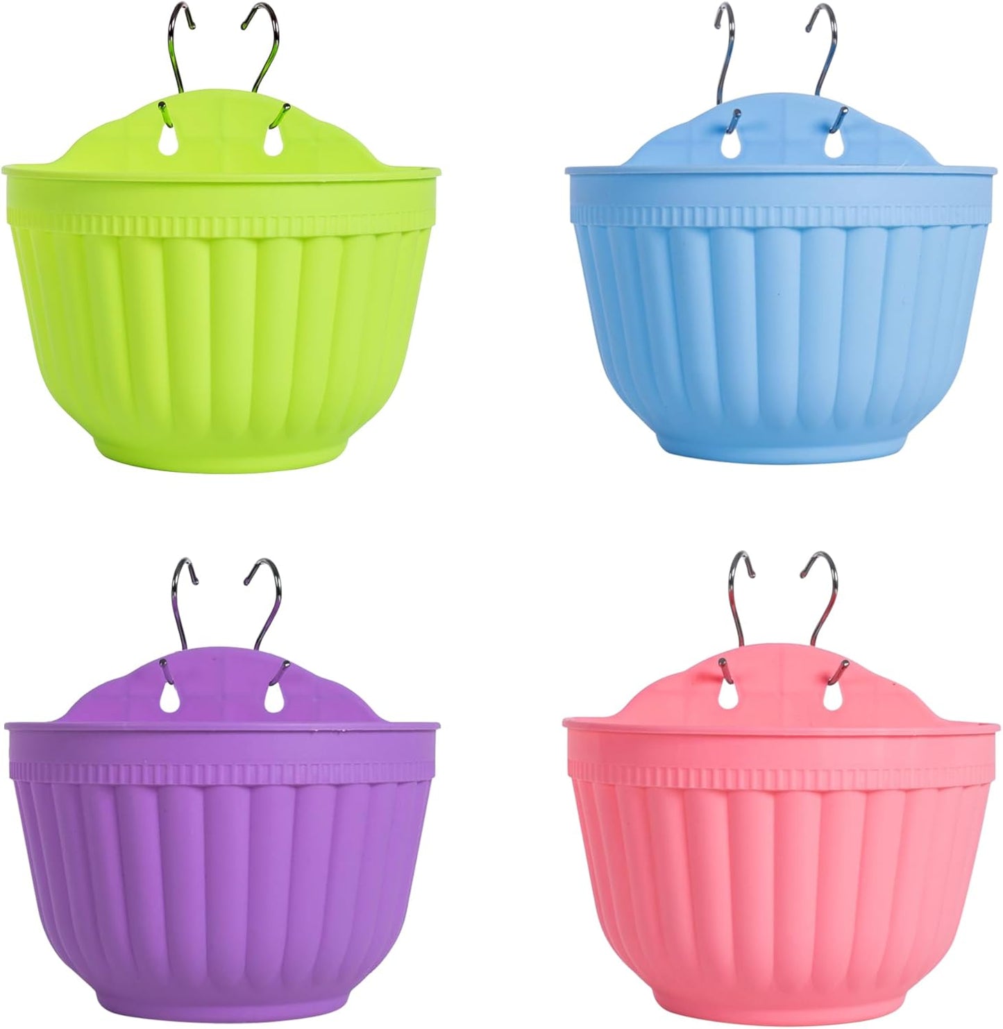 ORIMERC 4 Pcs Colorful Resin Wall Hanging Planter Pot Vertical Garden Living Wall Mount Window Hang Indoor Outdoor for Kitchen Herb Balcony Railing Shelf Fence Bedroom Trellis Décor