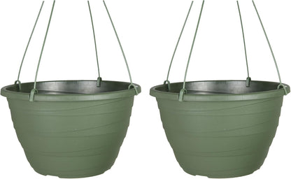 The HC Companies Wrapt Hanging Planters - Lightweight Plant Pot Hanger for Hanging Plants, Vegetables & Herbs - Outdoor & Indoor Hanging Basket for Plants (13" Green, Pack of 2)